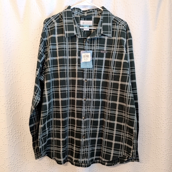 Columbia Vapor Ridge Long Sleeve Forest Green Plaid Shirt Mens XL Button Up NWT - Picture 1 of 7